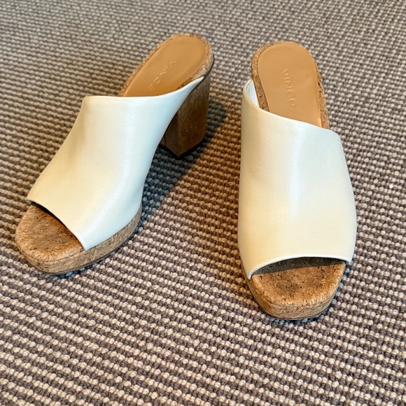 Vince Cream Women's Block Heel Mules - Picture 3 of 4